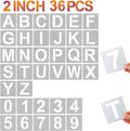 YEAJON 2 Inch Letter Stencils and Numbers, 36 Pcs Alphabet Art Craft Stencils, Reusable Plastic Templates for Wood, Wall, Fabric, Rock, Signage, DIY Art Projects
