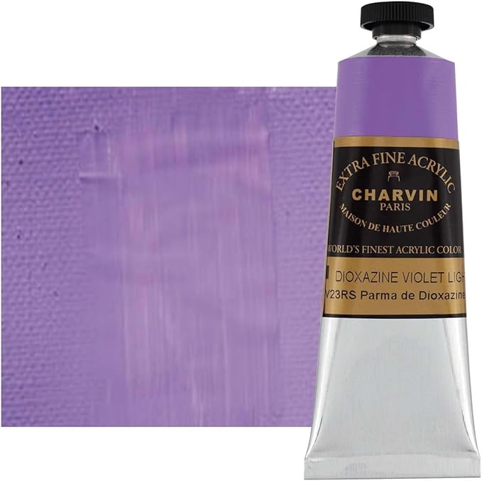 Charvin Extra Fine Professional Artist Acrylic Paint Colors, Nature Themed Hues, 150ml Dioxazine Violet Light