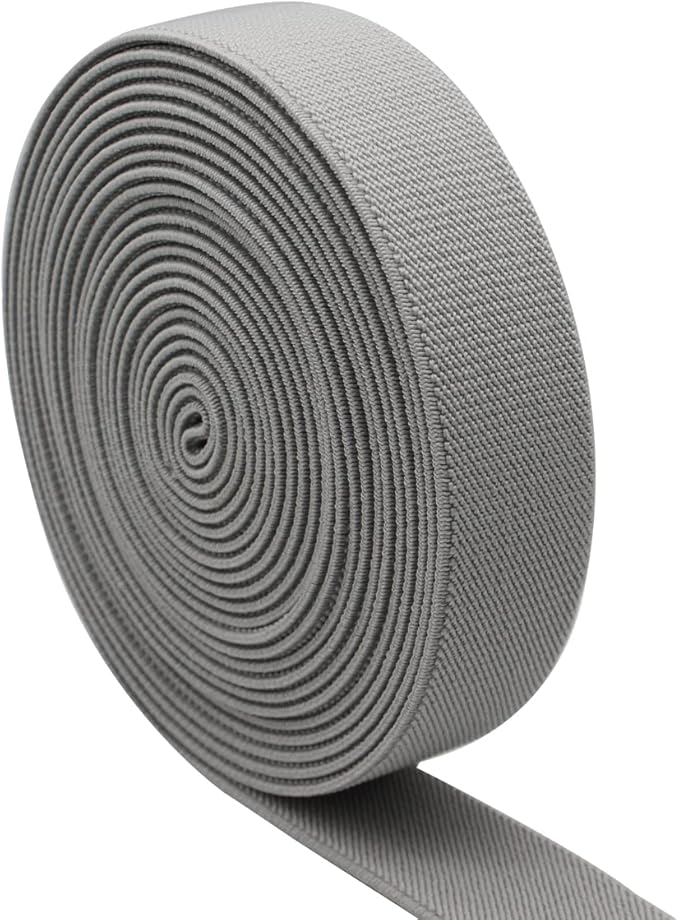 Sewing Elastic Band 1-Inch by 5-Yard Gray Colored Double-Side Twill Woven Elastic