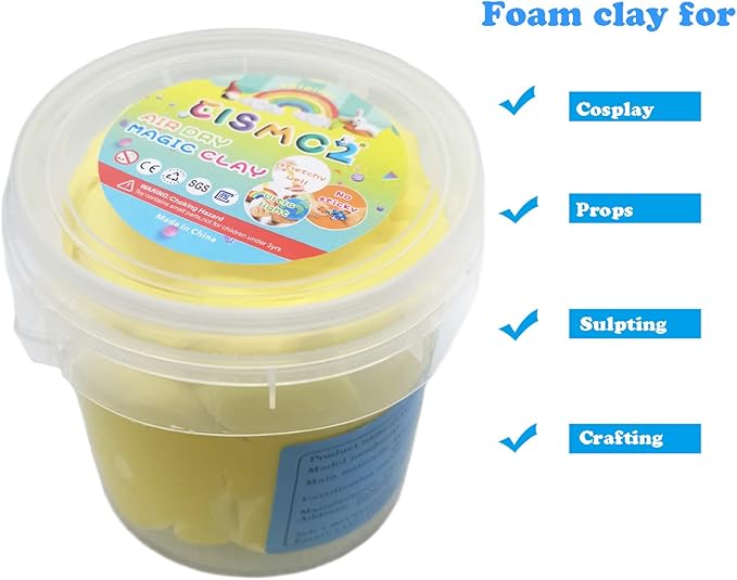 Air Dry Modeling Clay 10.5 oz Ultra Light Soft Magic Clay DIY Moulding Dough Primary Colors for Adults Kids Art Craft Kit Yellow