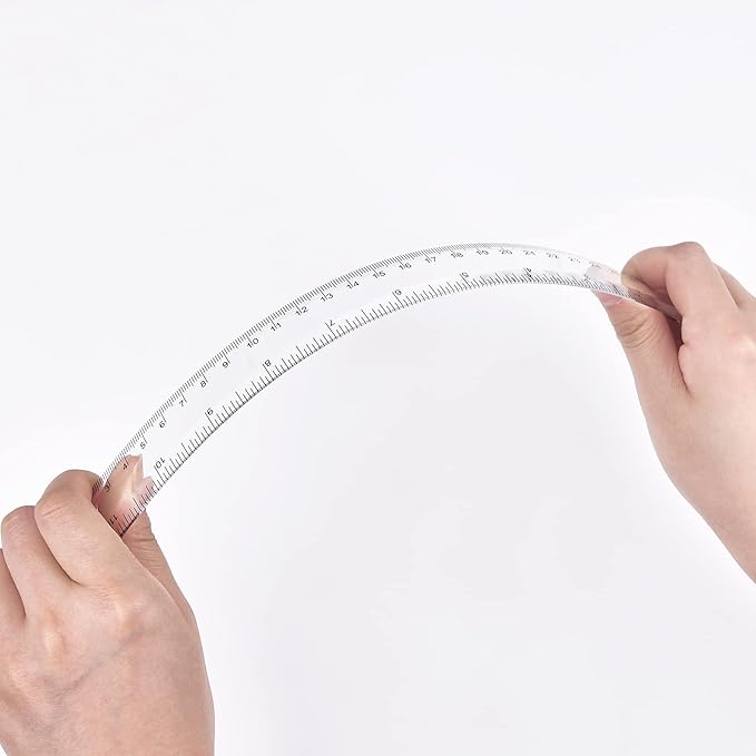 Clear Plastic Ruler 12 Inch Straight Rulers, Shatterproof Ruler with Inches and Centimeters for School Classroom, Home, or Office (2pcs)