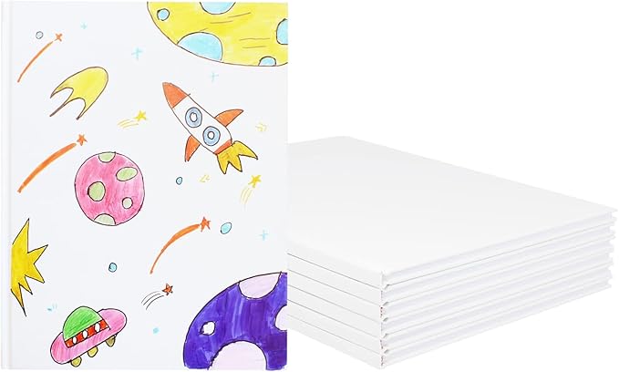 6 Pack Hardcover Blank Book 8.5x11 inch, Hardcover Blank Book for Students to Write Stories, Blank Hardcover Sketchbooks Journal（White，22 Sheets/ 44 Pages Each）