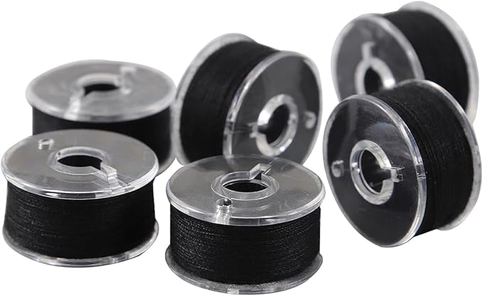 36Pcs Bobbins and Sewing Threads with Bobbin Case, Sa156 Bobbin Plastic Bobbins with Case for Brother, Bro-Ther, Singer, Sewing Machine Accessories (Black)