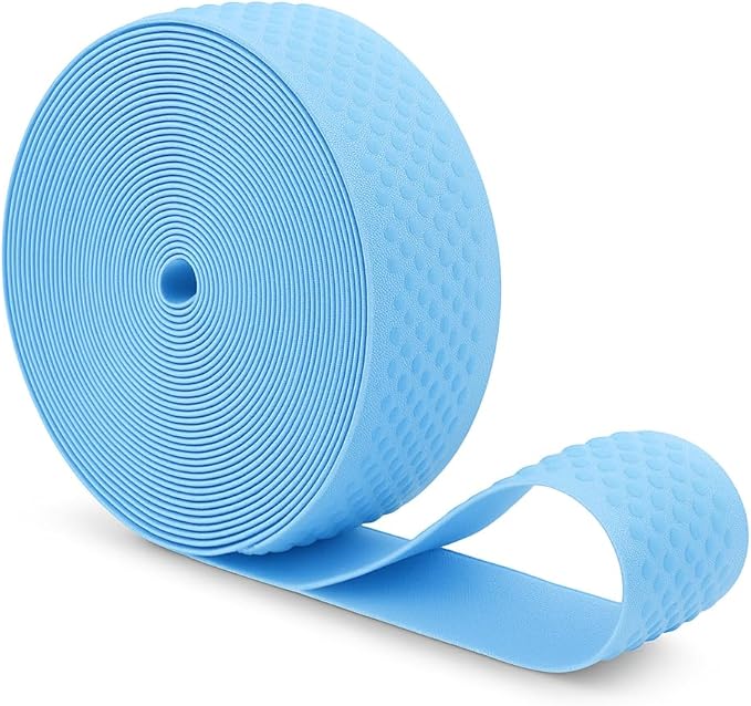 Mandala Crafts 1.5 Inch Elastic Silicone Gripper Tape for Clothing - 10 Yds Dotted Non Slip Elastic Band for Sewing - Light Blue Silicone Flat Fabric Stretchy Ribbon Straps