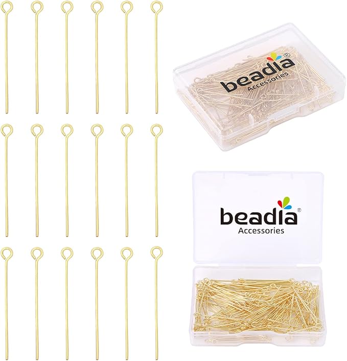 14K Gold Plated Open Eye Pins Non Tarnish 30mm 150pcs for Jewelry Making Findings