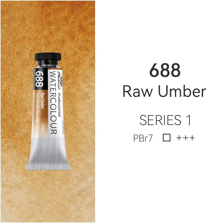 PHOENIX Professional Watercolor Paint Single Tube - 0.47 Fl Oz / 14ml - Raw Umber