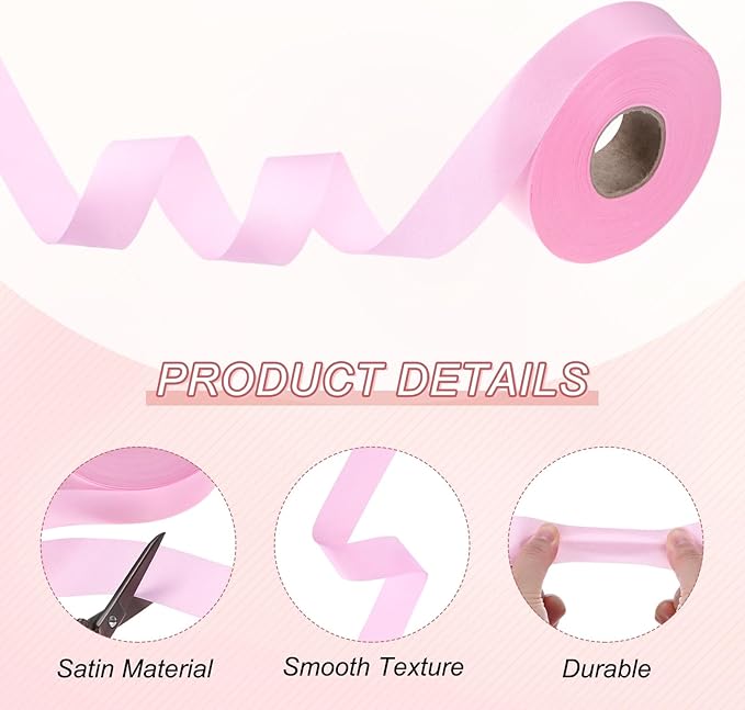M METERXITY 1-Pack Extra Wide Single Fold Bias Tape, 1 Inch x 55 Yards Satin Bias Tape for Sewing/Seaming/Quilting/Hemming/DIY Crafts/Quilt Binding [Pink]