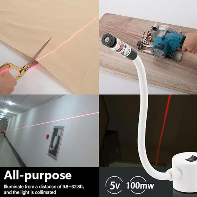 Magnetic Positioning Quilting Light for Sewing Machine, Projectable Line/Cross/Dot Projection, for Quilting, Piecing, Topstitching and Precision Sewing (Red-Straight line, 5MW)