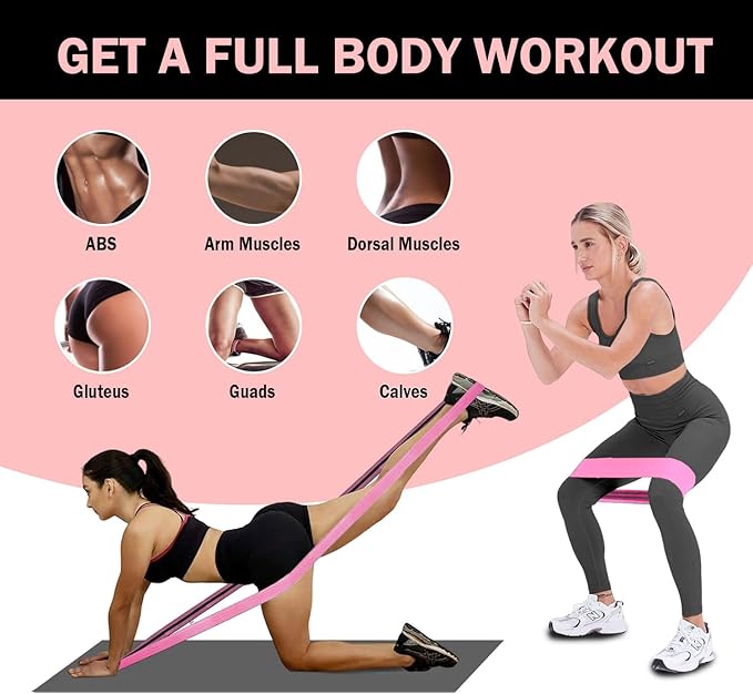 Long and Short Fabric Resistance Bands with Door Anchor 7 PCS, Non-Slip Stretch Booty Bands for Working Out Women & Men, Loop Exercise Elastic Bands for Home Physical Therapy Yoga Pilates