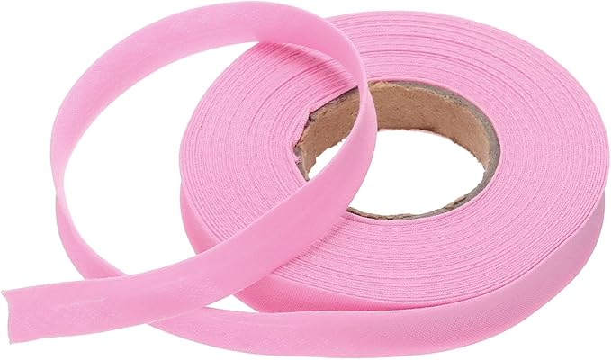 MECCANIXITY 1/2 Inch Single Fold Bias Tape Polyester Continuous Bulk Bias Tape for Sewing,Seaming Quilting Hemming Binding Crafts (Pink 10 Yards)