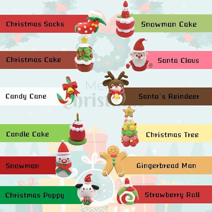 Air Dry Clay Kit for Kids-Christmas Gifts for Kids,12 Boxes Modeling Magic Clay Kit with Sculpting Tools Tutorials. A Christmas Gift Suitable for Christmas, Family Gatherings and for Children
