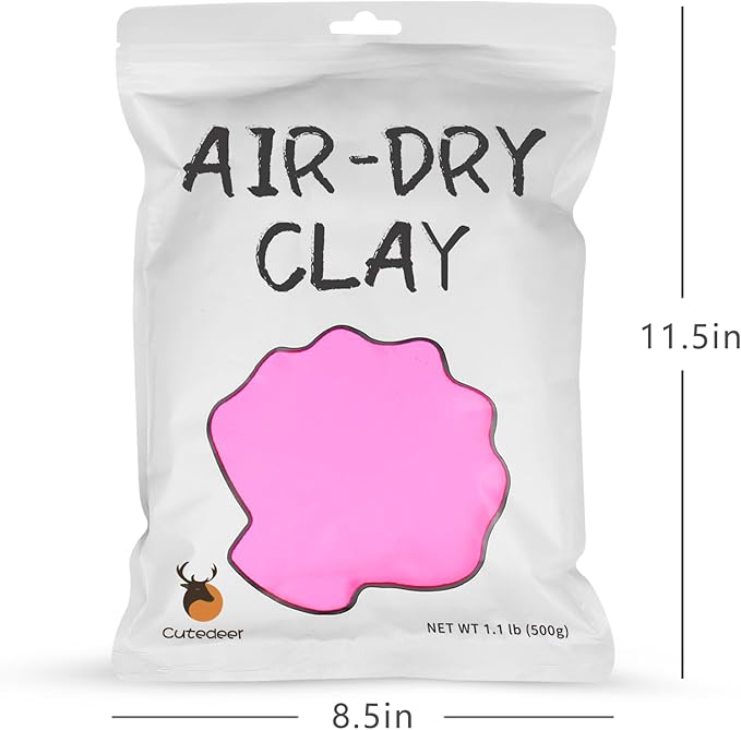 Cutedeer Pink Air Dry Clay, 1.1lb Foam Modeling Clay, Soft Squishy Molding for Kids Adults, Arts & Crafts Project Slime Supplies(1.1lb - 1 Pack, Pink)