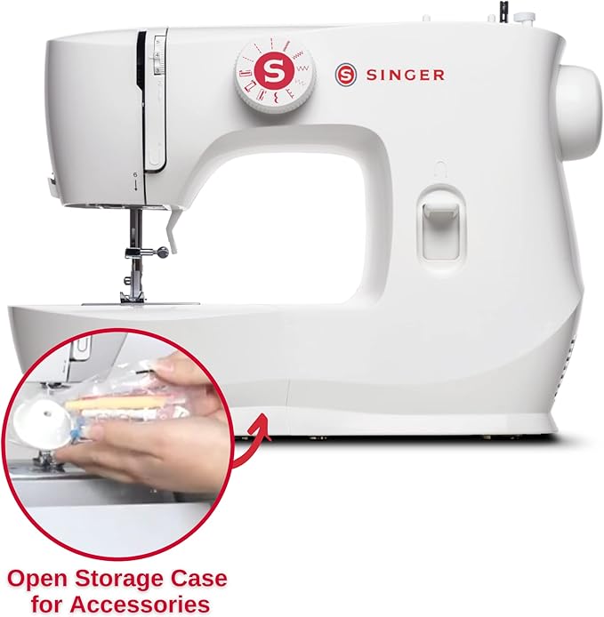 SINGER MX60 Lightweight & Portable Sewing Machine with Accessory Kit & Foot Pedal | 57 Stitch Applications, LED Light & 4-step Buttonhole | Great for Crafts & Mending