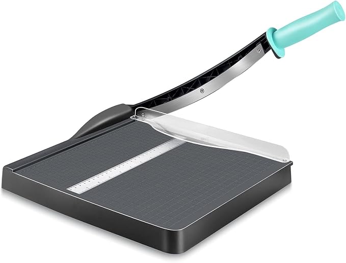 Paper Cutter, A4 Paper Trimmer with Safety Guard, 12" Cut Length Paper Cutting Board, Guillotine Trimmer with 16 Sheets Capacity, Paper Slicer for Scrapbooking Craft, Coupon, Label, Cardstock