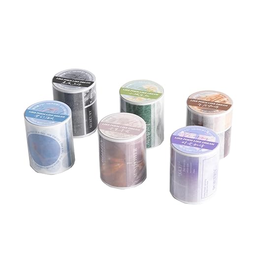 Alideco 6pcs Decorative Adhesive Tapes Vintage Literary Style Botanical Flowers PET Tape Great for Bullet Journal Supplies, Arts, Scrapbook, DIY Crafts, Planners (rushirumeng)
