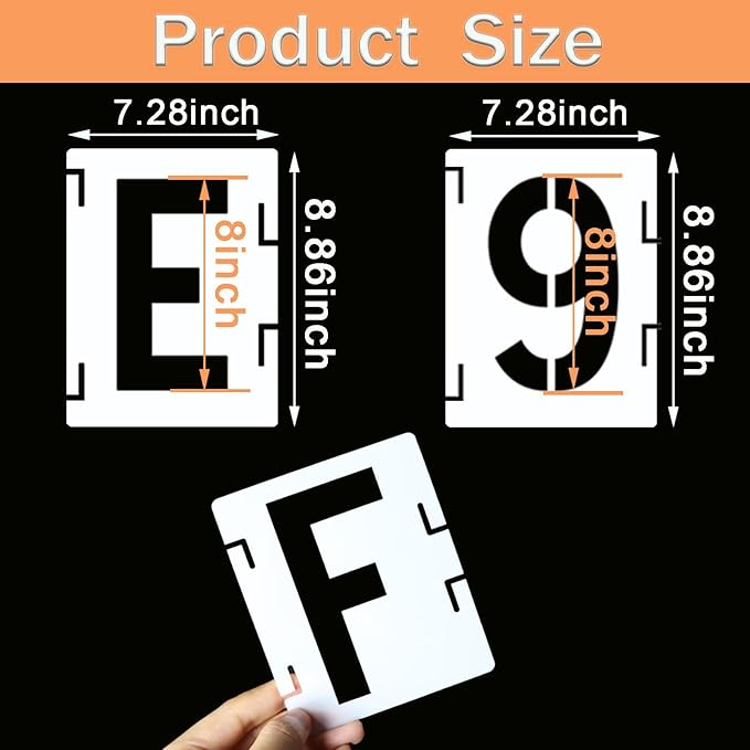 YEAJON 8 Inch Letter Stencils Symbol Numbers Craft Stencils, 42 Pcs Reusable Alphabet Templates Interlocking Stencil Kit for Painting on Wood, Fabric, Rock, Chalkboard, Sign, DIY Art Projects (8'')