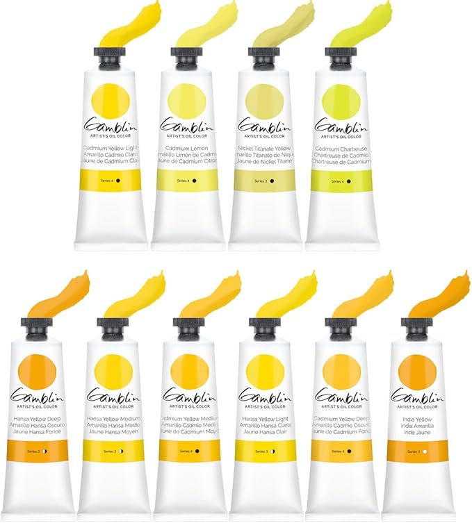 Gamblin Artist Oil Paint Set For Professionals - YELLOW SET - 37ml Tubes