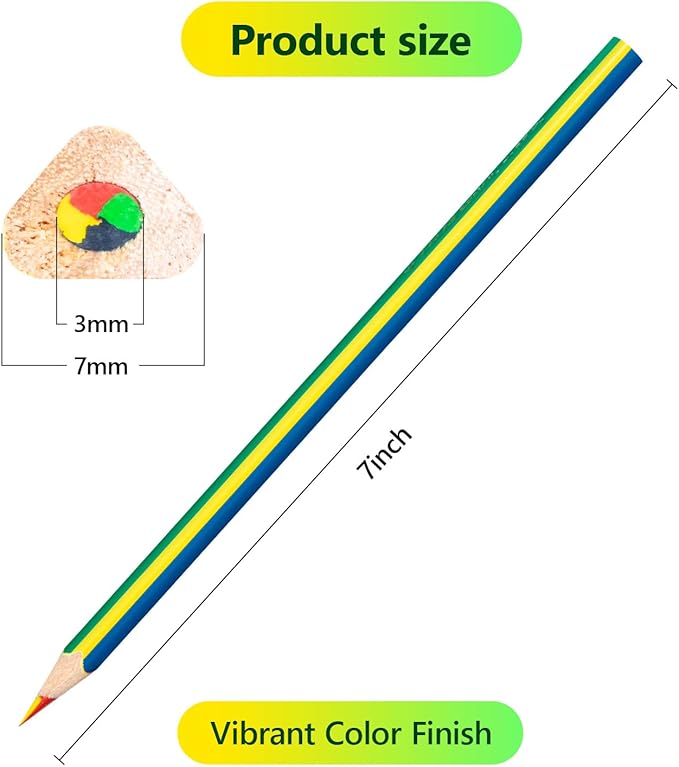 M&G Stocking Stuffers 6 PCS Rainbow Pencil Multicolored 4 in 1 Rainbow Colored Pencils, Christmas Gift Drawing Pencil for Adults & Artists