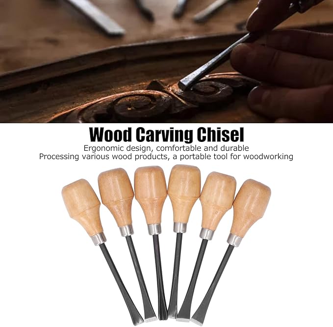 Culnflun Wood Carving Chisel Set Kit, Sculpture Hand Tools, DIY Hemispherical Handle, Craft Accessories for Art