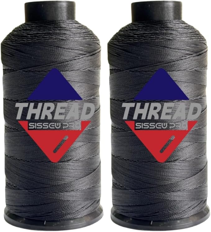 Sissewpro Bonded Nylon Thread 138 Upholstery Thread Heavy Duty for Sewing Machine Strong Black Threads for Leather Crafts Furniture Cusion,Boats Car Cover Seats,Canvas,Tex135, 4oz 750yds (2, Black)