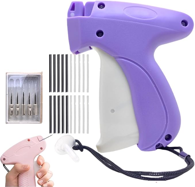 Portable Hemming Tool, Handheld Portable Sewing Machine, Includes 5 Needles, 1000 White Glue Needles& 1000 Black Glue Needles, For Quick Hemming & Repairs (Purple)