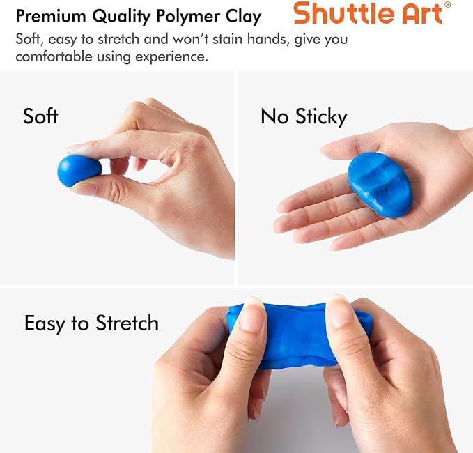 Shuttle Art 82 Colors Polymer Clay Kit, Oven Bake Clay for Kids, 19 Sculpting Tools, 16 Accessories, Non-Toxic, Non-Sticky DIY Crafts for Kids Adults