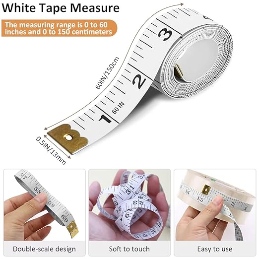 3-Pack Tape Measure Body Double Scale Soft Measuring Tape 60inch (150cm), Flexible Sewing Cloth Craft Fabric Ruler for Body Measurements & Weight Loss, Accurate & Easy to Read Large Clearly Numbers