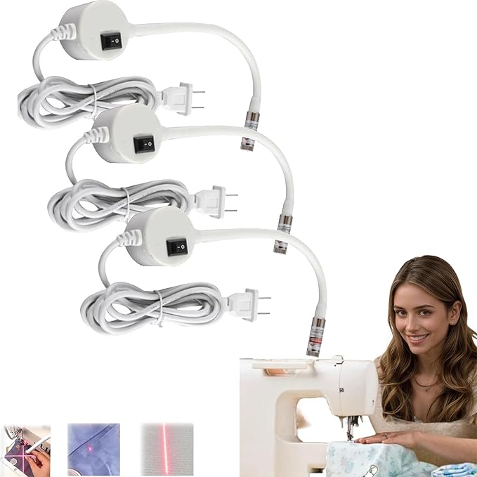 Magnetic Positioning Quilting Light for Sewing Machine, Sewing Light Guide for Straight Stitching, Red Line Positioning Lights, Rotating Guided Stitching Accessory for Precise (3PC * Mix)
