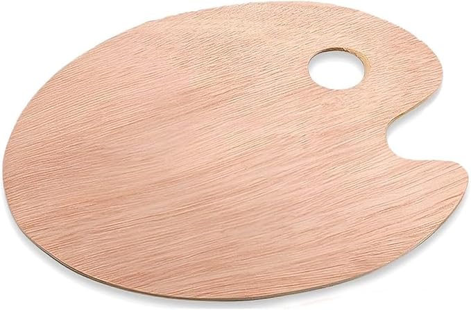 8" X 12" Wooden Oval-Shaped Artist Painting Palette,Oil Watercolor Paint Palette,Wood Paint Palette with Thumb Hole,Art Pallet for Painting,Palettes,Wood Paint Color Mixing Tray Acrylic Painting Wood