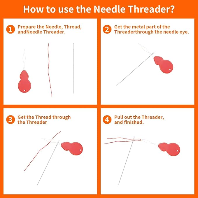 Stainless Steel Large Eye Hand Sewing Needles with Threader - Easy - Load for Seniors,Beginners, Crafts - Sharp for Quilting,Embroidery,Mending - 25 Pcs Set with Storage Case