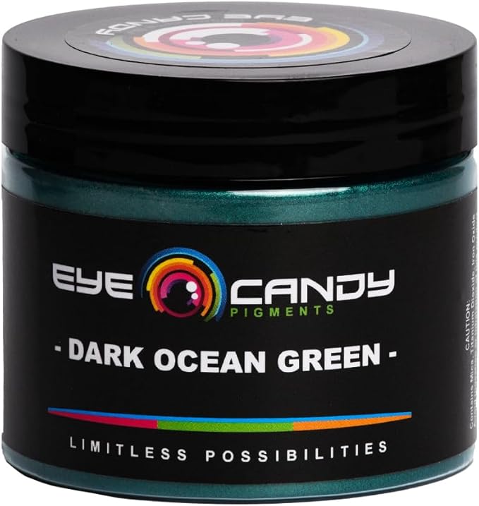 Eye Candy Pigments Premium Green Mica Powder - Dark Ocean Green (50gr) - for Epoxy, Resin, Soap, Paint, Woodworking, Acrylic Pouring, Bath Bombs, Fishing Lures - DIY Arts and Crafts Additive