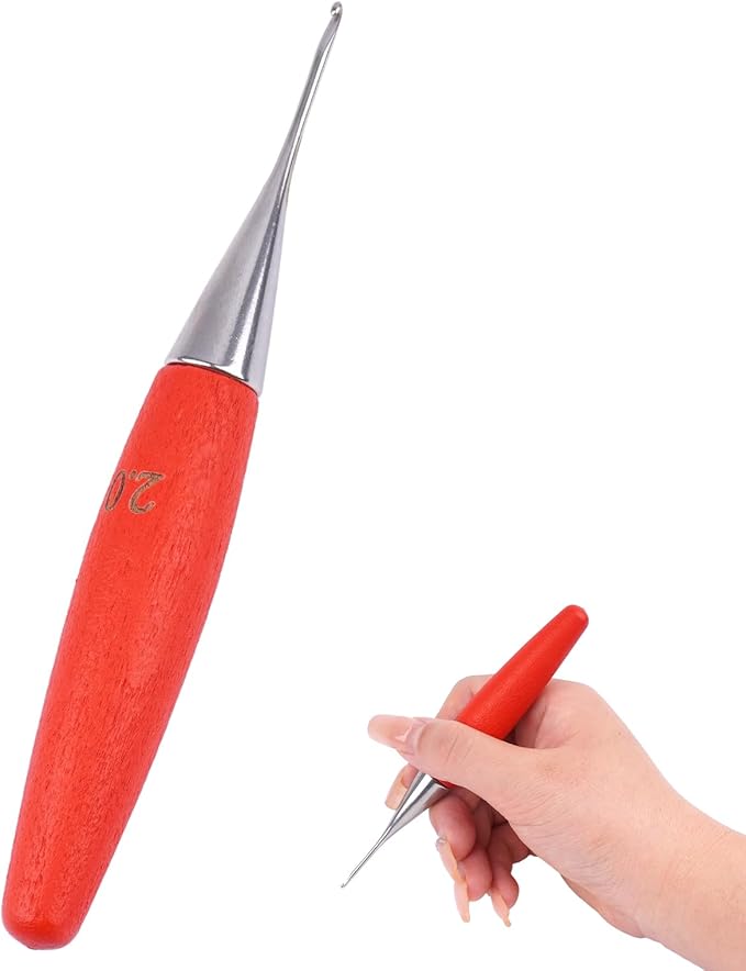 Crochet Hooks 2mm Crochet Hook Soft Lightweight Wood Ergonomic Handle and Stainless Steel Crochet Needles Tip (2 mm-B)