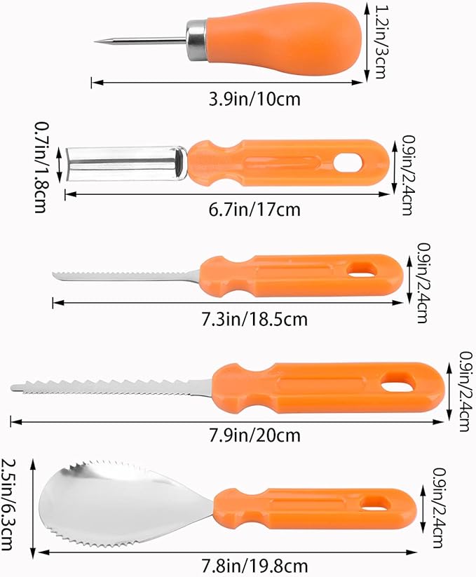 Halloween Pumpkin Carving Tools,Jack-O-Lanterns 13 Piece Professional pumpkin cutting carving supplies tools Kit stainless steel lengthening and thickening with Handbag