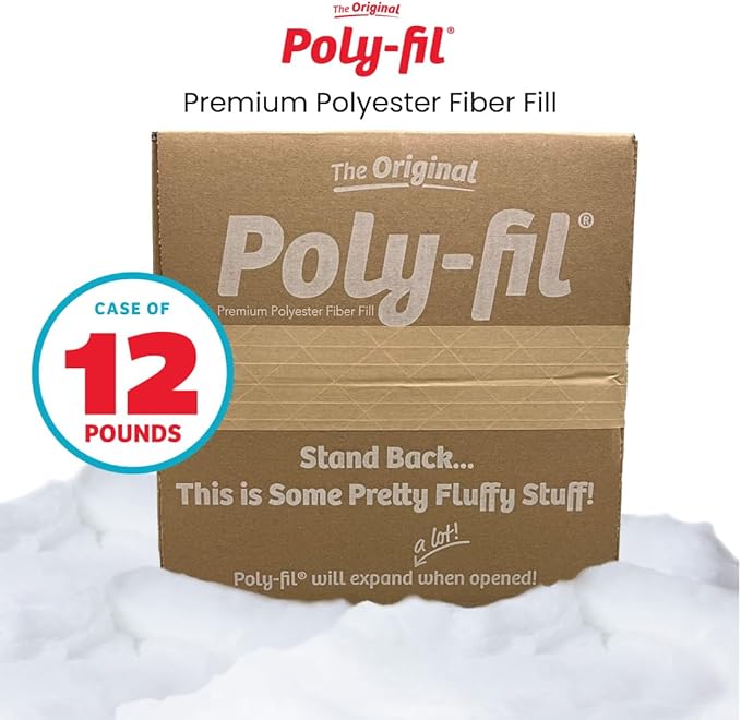 Fairfield The Original Poly-Fil, Premium Polyester Fiber Fill, Soft Pillow Filler, Stuffing for Stuffed Animals, Toys, Cloud Decorations, and More, Machine-Washable, 12 lb Box