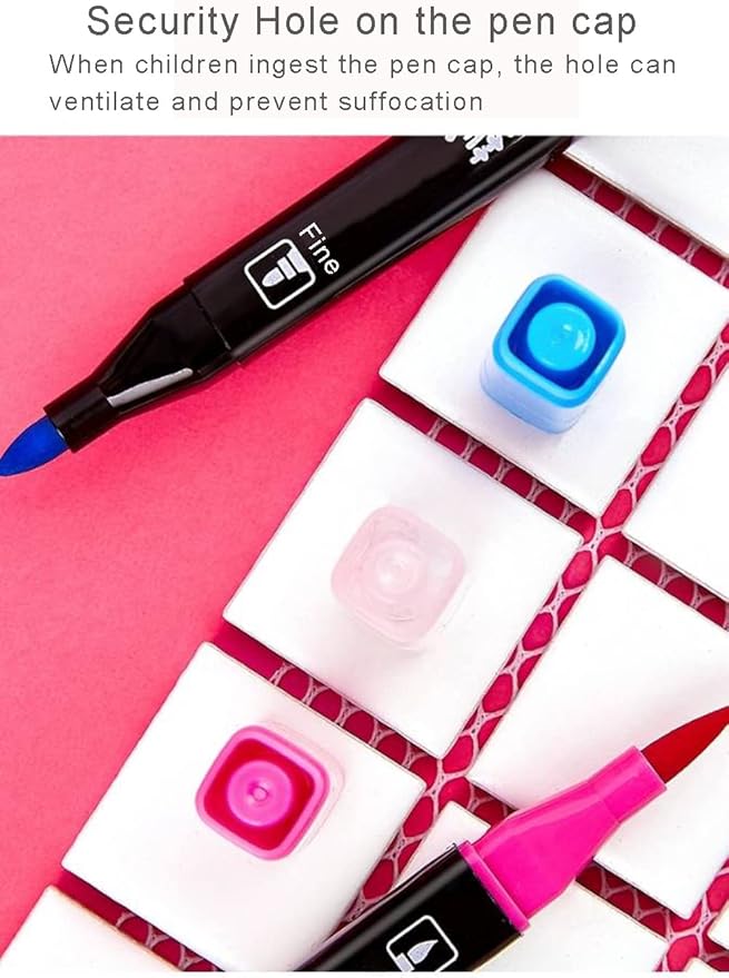WQIYA Dual Tip Markers for Kids, Washable Markers Set, Art Marker with Stand Portable Box, Gift For Kids (36 Colours)