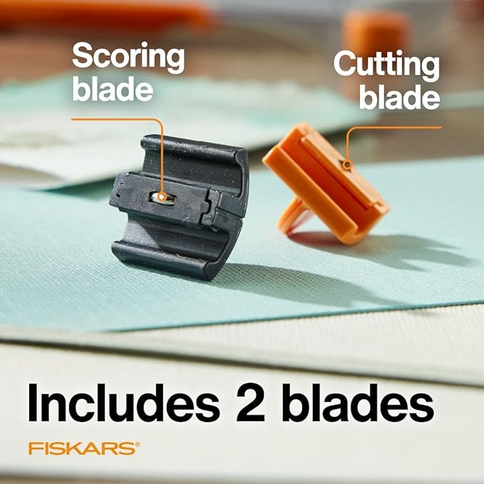 Fiskars TripleTrack Trimmer Replacement Blades - 2-Pack - High Profile Style I Blades for Cutting and Scoring - Arts and Crafts - Orange/Black