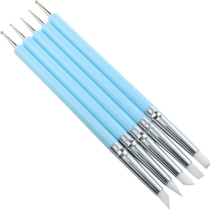 Yocimango-5pcs Silicone Clay Sculpture Tool,Clay Stylus DIY Indentation Tool,Used for DIY handicrafts, Sculpture Pottery, Mixing, Painting, Nail Art