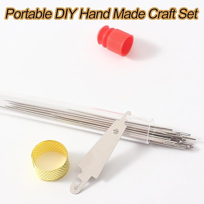 Big Eye Steel Sewing Needles Kit, Stainless Steel Needles for Hand Sewing, Portable Sewing Needles Large Eye Hand Sewing, Needles Thread Hand Repair Tools for Beginners & Daily Use (Style B (5lines))