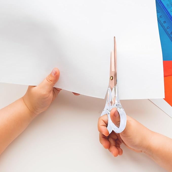 Honagu Acrylic Scissors 2-Pack 6.5", Multipurpose Stainless Steel, Sharp, Safe,Paper and Fabric Scissors for School, Office, Home, Sewing and Crafting (Rose Gold+Gold)