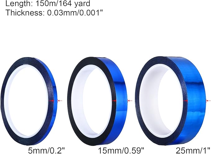 PATIKIL Metalized Tape 0.2/0.6/1 Inch x 55 Yards, 3 Roll Mirror Metallic Masking Foil Sticker Self Adhesive for Detailing Accent Wall Graphic Arts, Blue