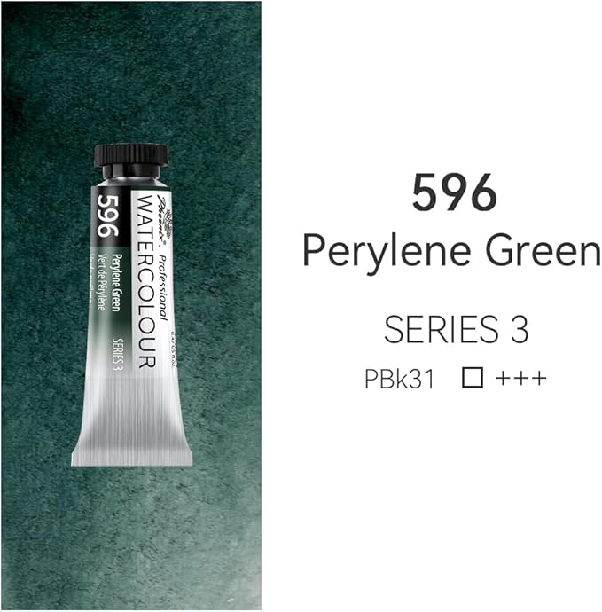 PHOENIX Professional Watercolor Paint Single Tube - 0.47 Fl Oz / 14ml - Perylene Green