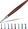 Giwrmu Crochet Hooks, 3.5mm Ergonomic Crochet Hook, Available in 3mm-7mm, Colored Aluminum Crochet Hook with Wooden Handle Crochet Needle for Crocheting Yarn