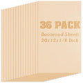 36 Pack Basswood Sheets,Plywood Board 1/8 Inch Unfinished Wood,3mm Plywood for Laser Cutting,Boards for Crafts for DIY Plywood Sheets Unfinished Wood Boards for Laser Cutting(20inchx12inch)
