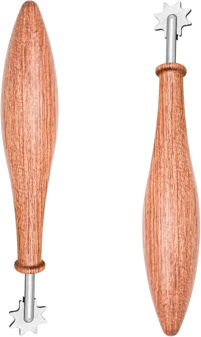 2PCS Wood Clay Pattern Roller Tool, Wooden Handle Pottery Tools with Stainless Steel Roller Head and Rosewood Handle, for Pottery, Ceramics & DIY Handcrafts