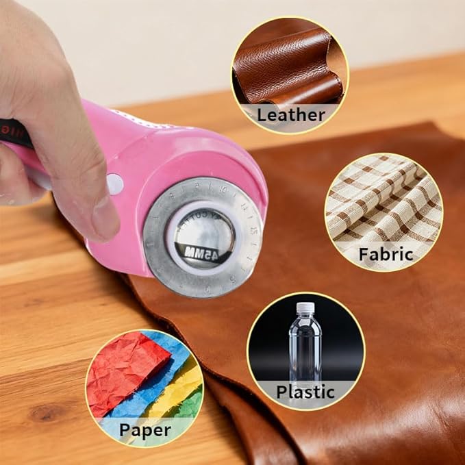 Rotary Cutter for Fabric, 45mm and 28mm Rotary Cutters Kit with Extra 10 Blades, Ergonomic Rolling Cutter with Safety Lock, Suitable for Leather, Crafting, Sewing, and Quilting Fabric (Blue)