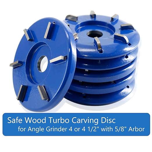 Wood Turbo Carving Disc 6 Teeth for Angle Grinder 4 or 4 1/2" with 5/8" Arbor Upgraded, DIY Wood Carving Tools Cutting Wheel for Fast Sculpting(6 Arc Blade)