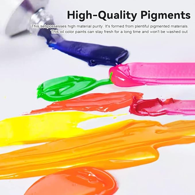 Paul Rubens Oil Paint, 12 Neon Colors with High Saturation, 50ml Large Tubes, Faster Drying Time, Art Supplies for Artists, Students, Beginners