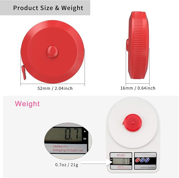 DiCUNO 60-Inch 1.5 Meter Soft and Retractable Tape Measure (3Pcs of Red with Soft Tape)
