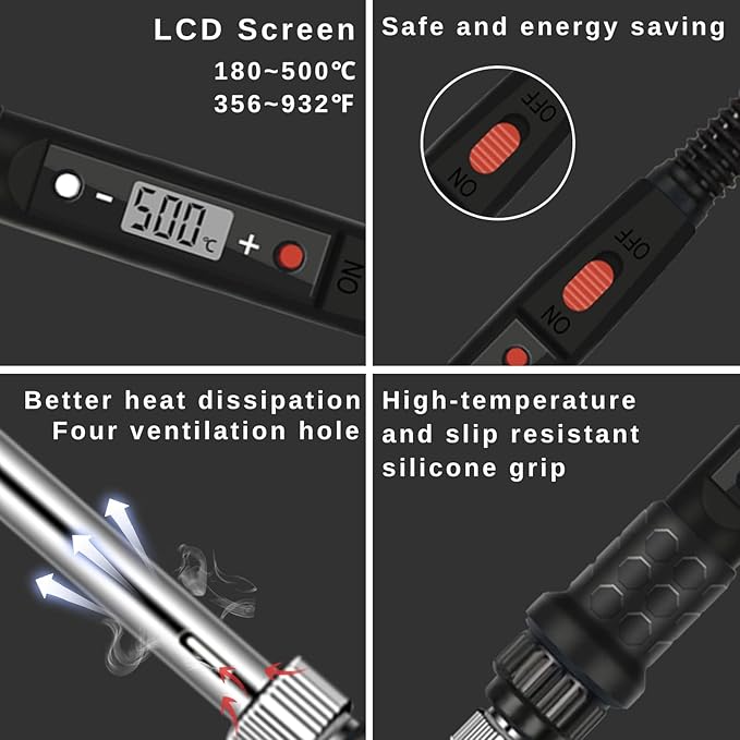 ACRSIKR Wood Burning Kit, LED Display Wood Burning Tool Adjustable Temperature Woodburning Pyrography Pen Kit for Adults 46 Pcs