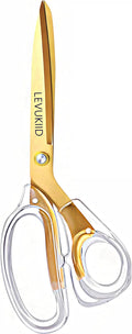 fabric scissor scissors all purpose, 9 Inch Titanium Coated Blades and Ergonomic, Clear Sscissors for Office Desk, Modern Design for Craft, Sewing, fabric,Office/aureate